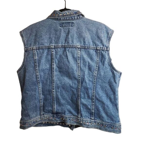 L.A. Blues Vintage Embellished Cotton Denim Vest Pleated Size XL One Of A Kind - Picture 14 of 14